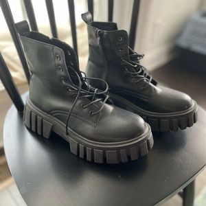 Chunky black combat boots